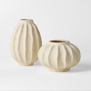 Studio McGee Pair of Wavy Ceramic Vase